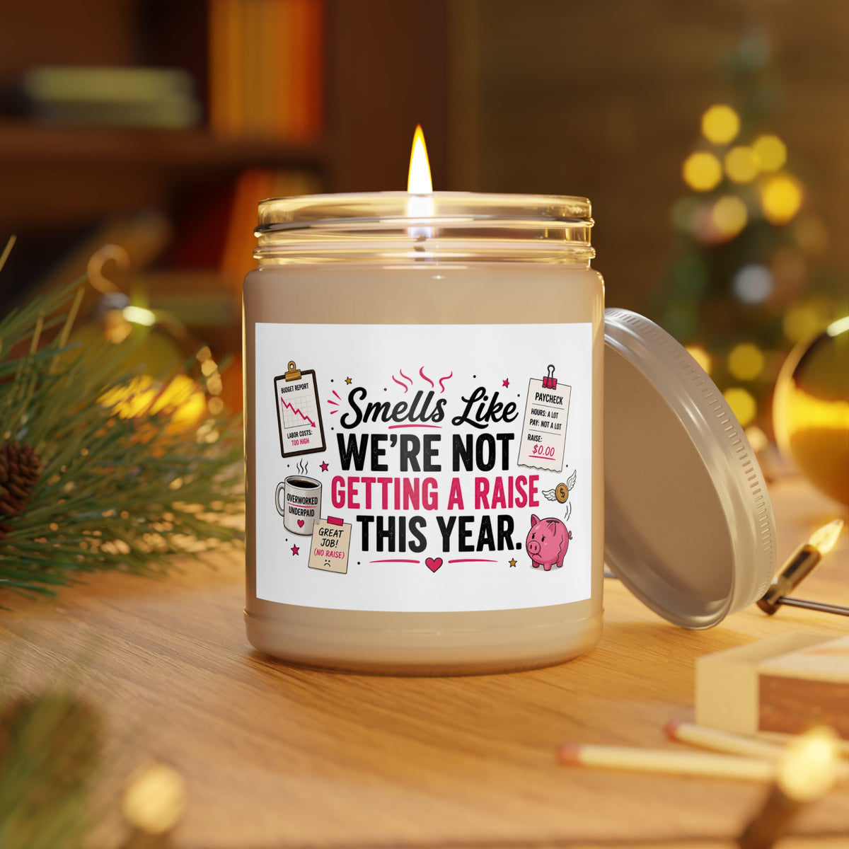 Funny Coworker Gift Candle - Smells Like We're Not Getting a Raise This Year