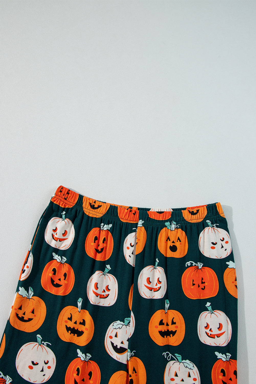 Orange Halloween Pumpkin Pattern Short Sleeve Shirt Pajama Set