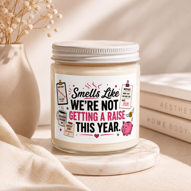 Funny Coworker Gift Candle - Smells Like We're Not Getting a Raise This Year