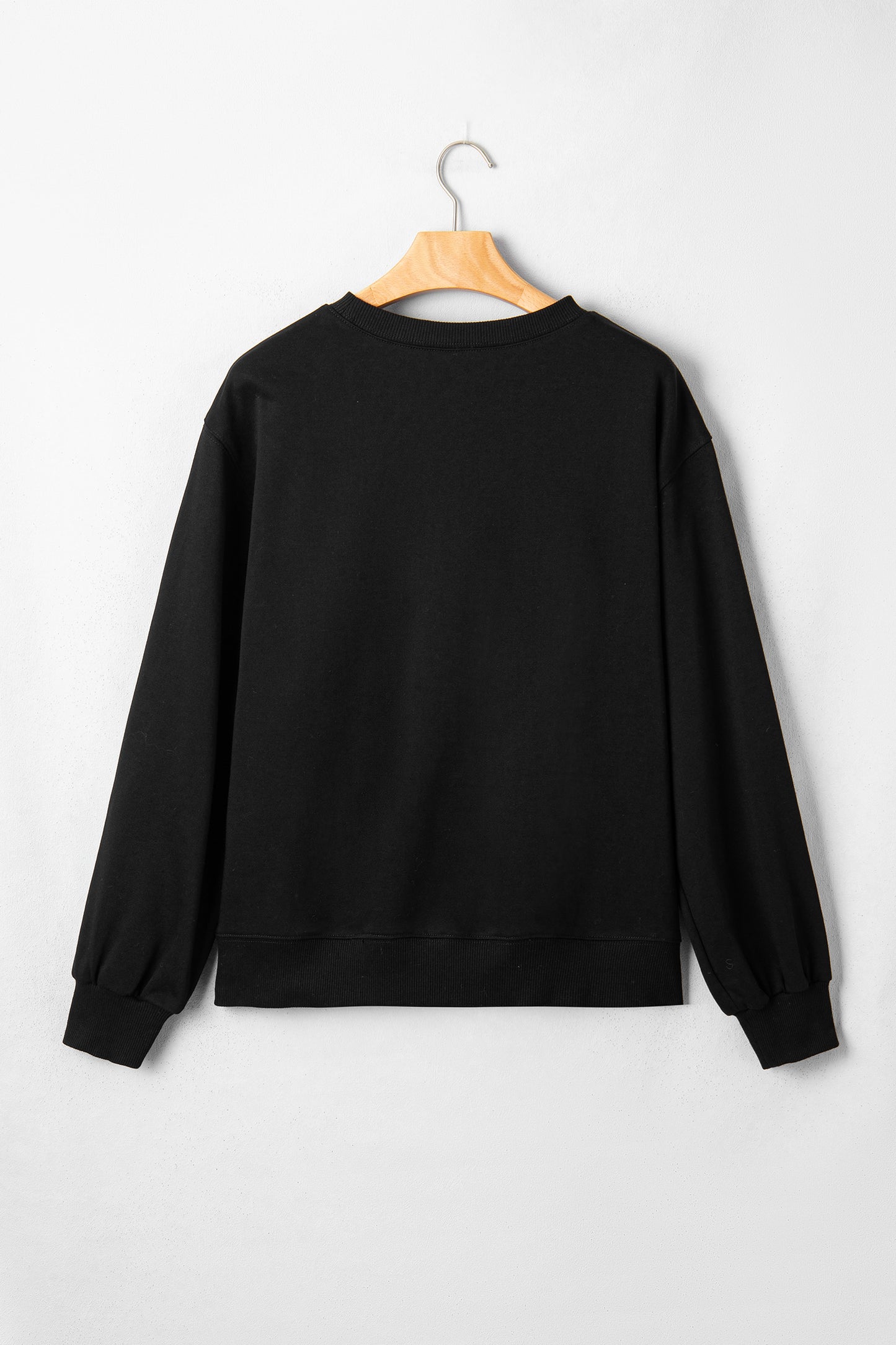 Embroidered Spooky Season Graphic Long Sleeve Round Neck Pullover Sweatshirt
