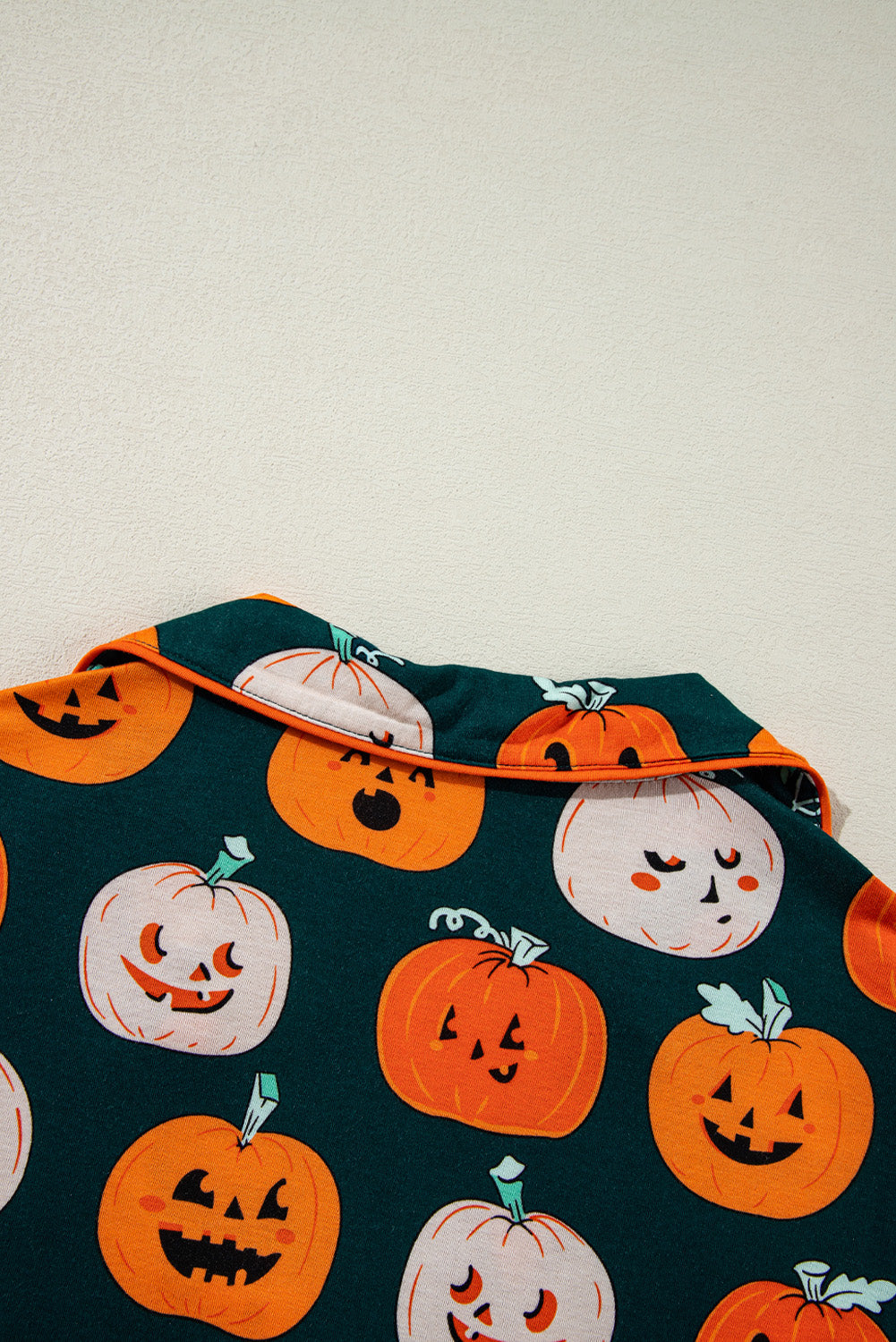 Orange Halloween Pumpkin Pattern Short Sleeve Shirt Pajama Set