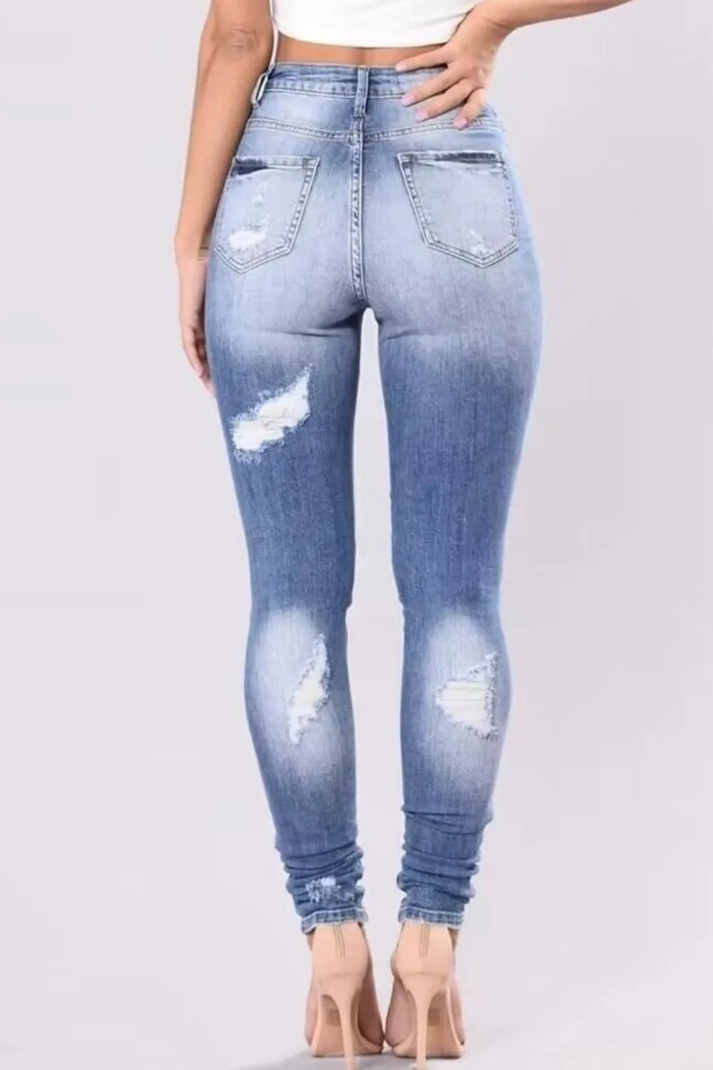 woman turned around. Back of jeans